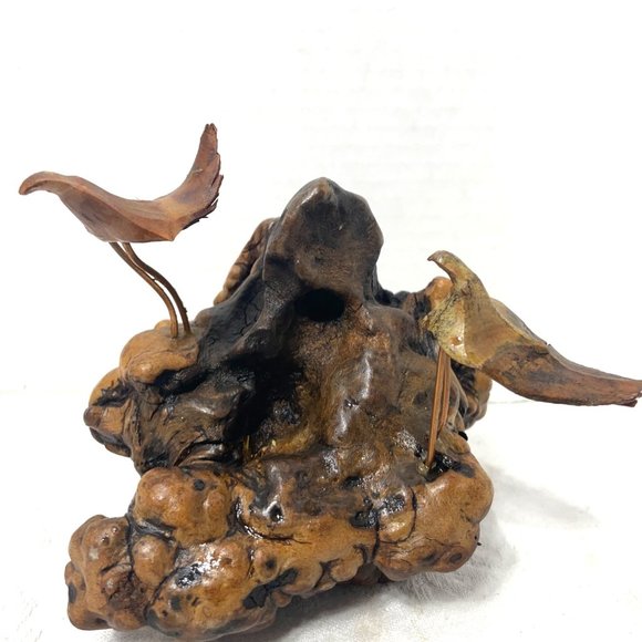 Vintage MCM Driftwood Burl Copper Nature Bird Sculpture Woods Rustic - Picture 4 of 9